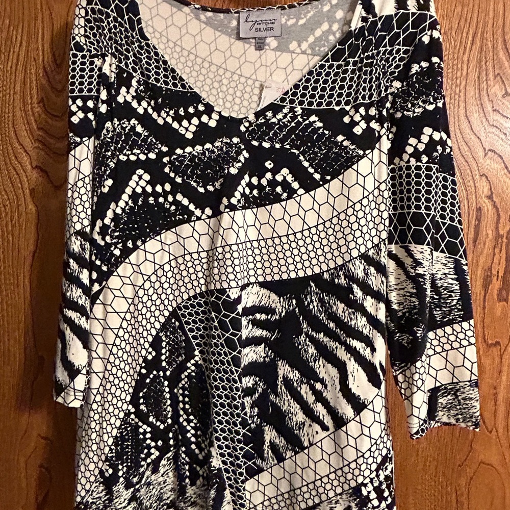 Black and White Animal Print Blouse